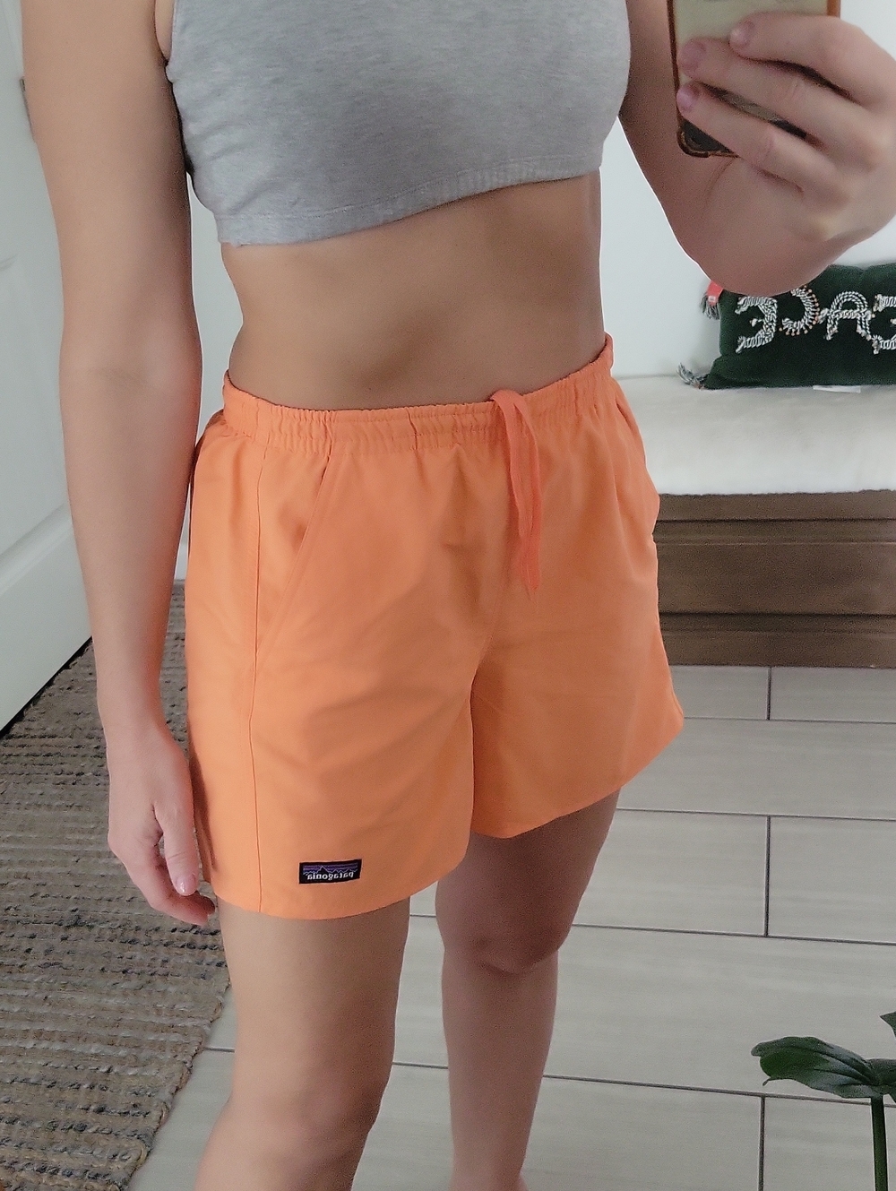 Patagonia Womens Coral-Orange Athletic Shorts